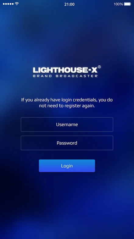 Sign in to the brand broadcaster in Lighthouse-X